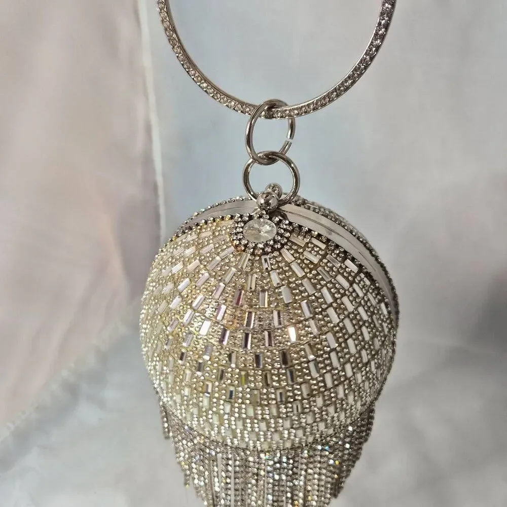 Crystal encrusted ball clutch proms formal